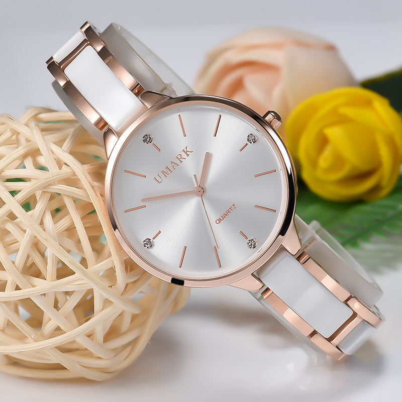 Stylish Ceramic Diamond Quartz Watch