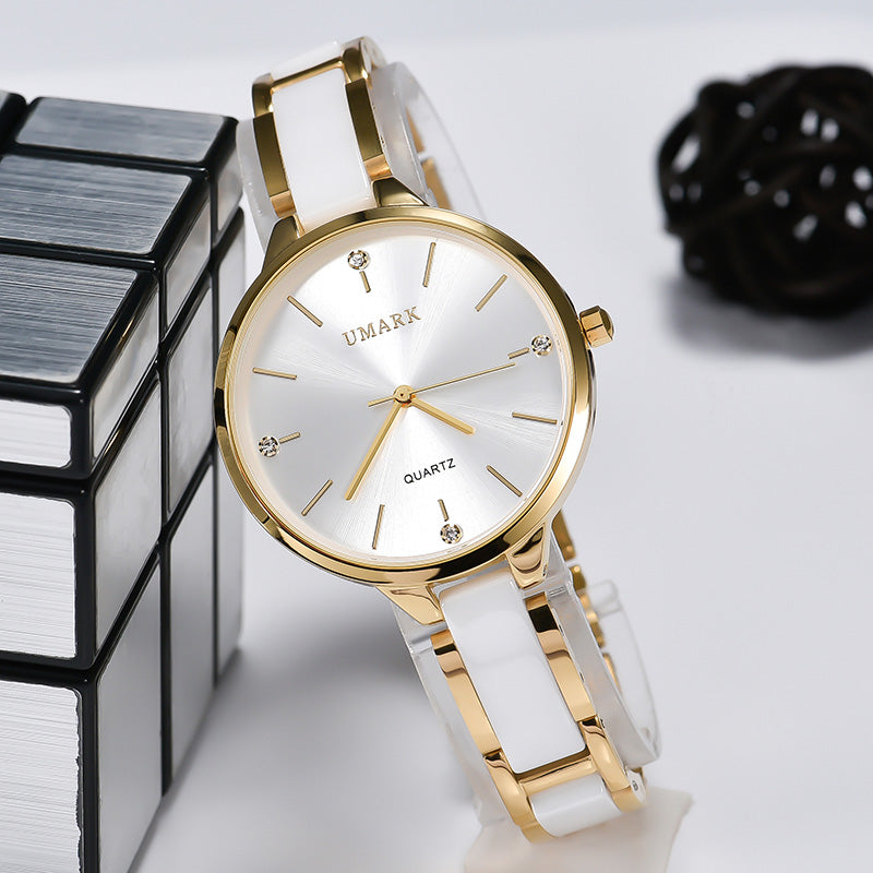 Stylish Ceramic Diamond Quartz Watch