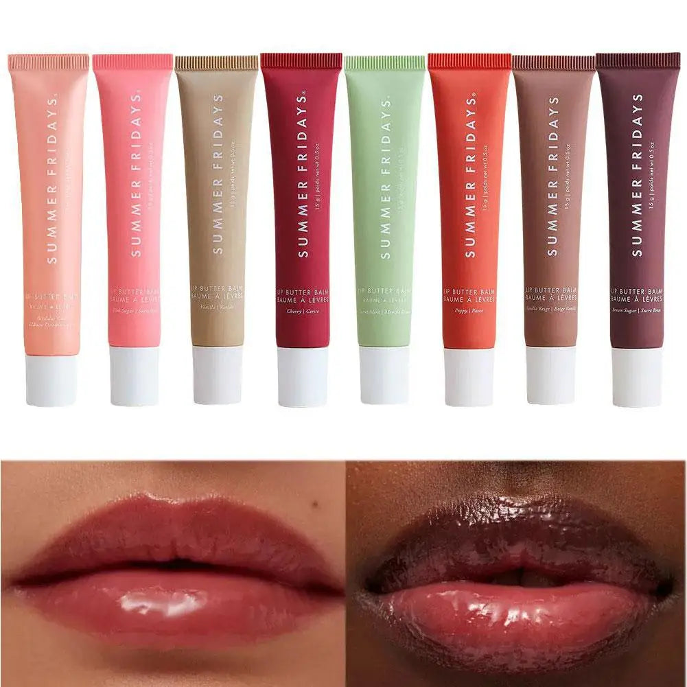 Summer Fridays Vanilla Beige Lip Balm Mini Lip Gloss Set Moisturizing Transparent Smooth Soft Tube Mirror Lipstick Makeup Set