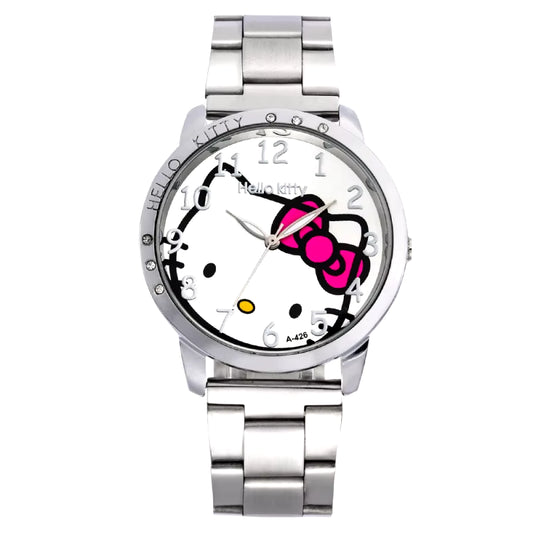 Casual Simple Steel Band Women'S Watch Kawaii  Cartoon Student Quartz Watch Children'S Pointer Watch